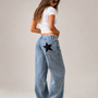 Star-Embroidered Wide-Leg Jeans